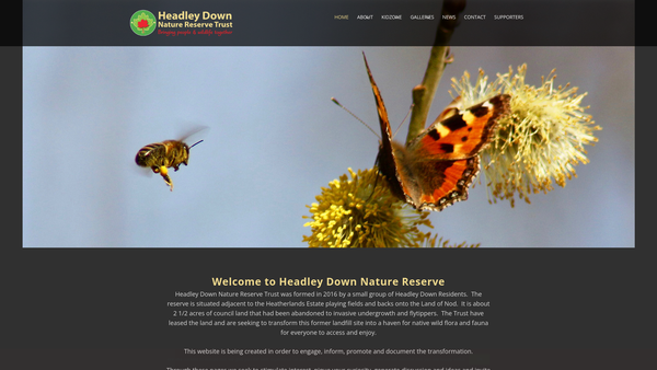 Screenshot of the Headley Down Nature Reserve Trust website