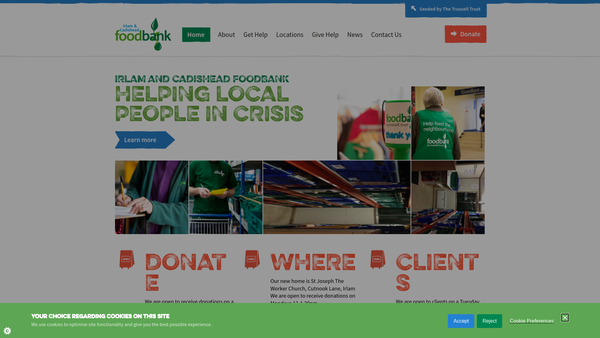 Screenshot of the Irlam And Cadishead Foodbank website