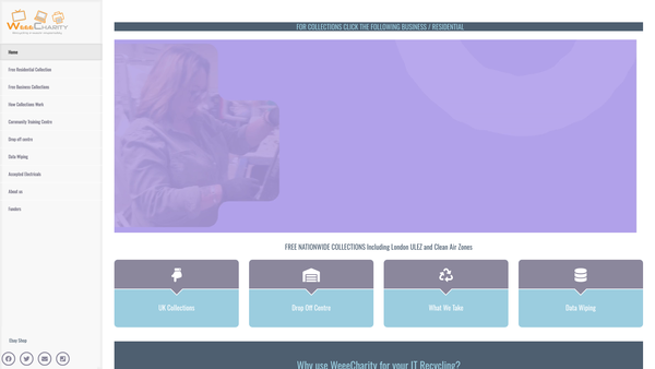 Screenshot of the Weeecharity website