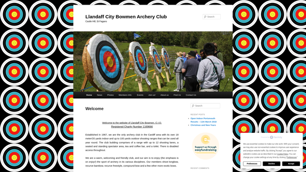 Screenshot of the Llandaff City Bowmen website