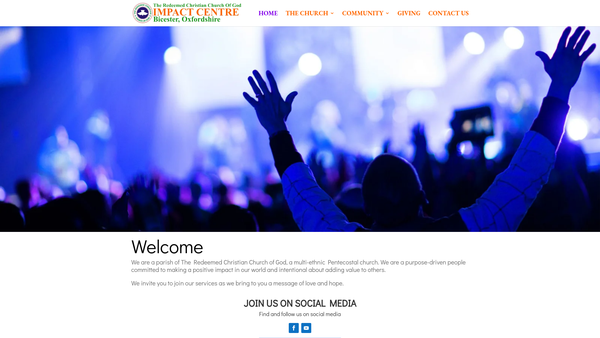 Screenshot of the The Redeemed Christian Church Of God Impact Centre website