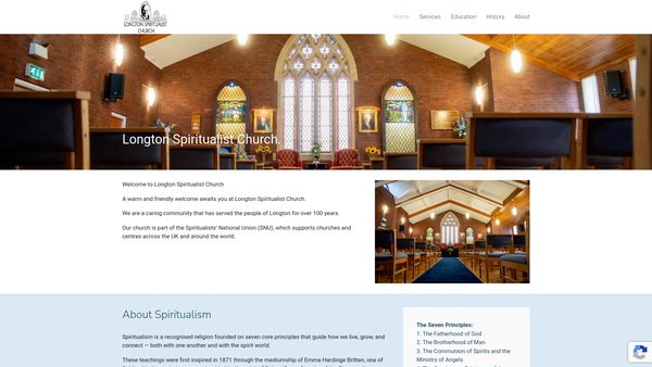 Screenshot of the Longton Spiritualist Church website