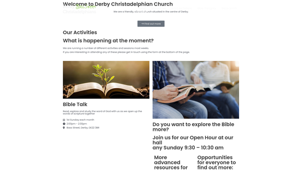 Screenshot of the Derby Bass Street Christadelphian Ecclesia (Church) website
