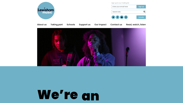 Screenshot of the Lewisham Music website