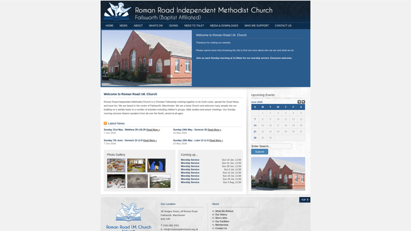 Screenshot of the Roman Road Independent Methodist Church website