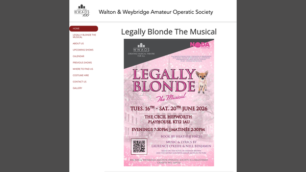 Screenshot of the Walton And Weybridge Amateur Operatic Society website