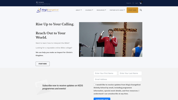Screenshot of the King's Evangelical Divinity School website
