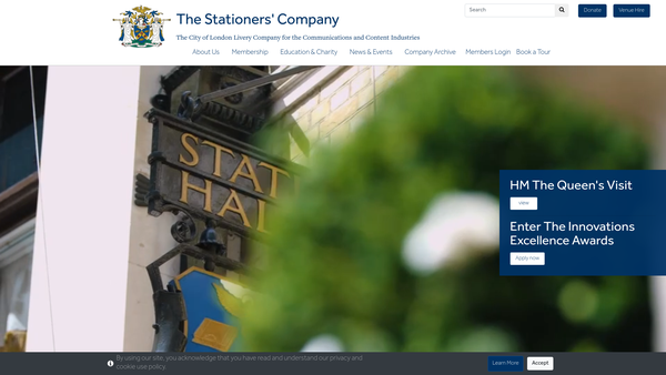 Screenshot of the Stationers' Hall Charity website
