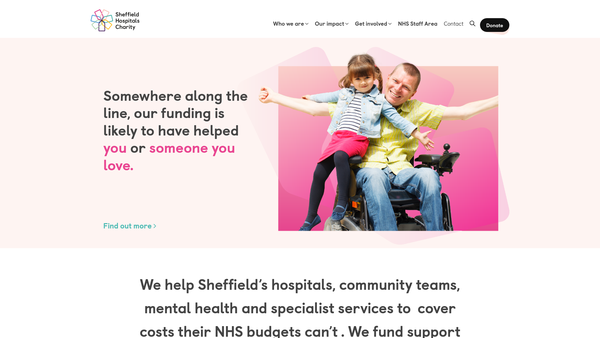 Screenshot of the Sheffield Hospitals Charity website