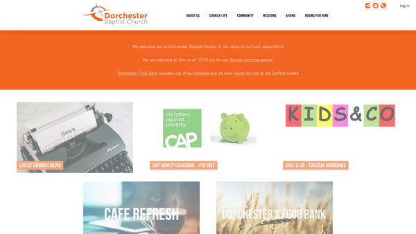 Screenshot of the Dorchester Baptist Church website