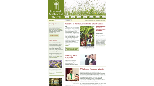 Screenshot of the Hanwell Methodist Church website