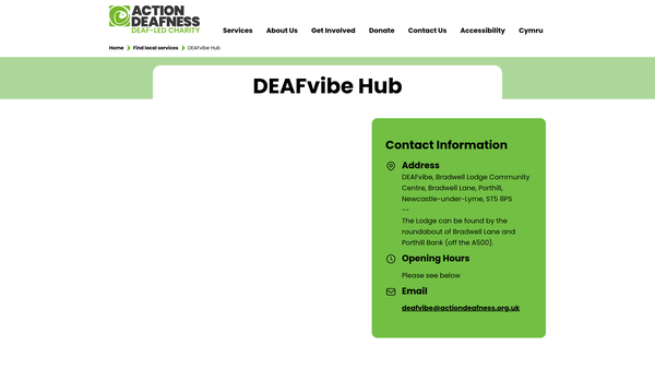 Screenshot of the Deafvibe UK website