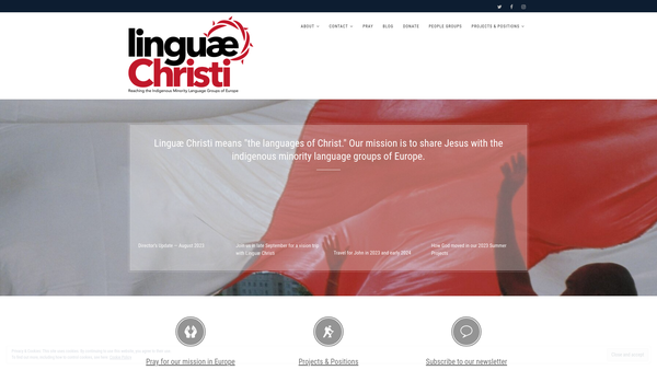 Screenshot of the Linguae Christi website