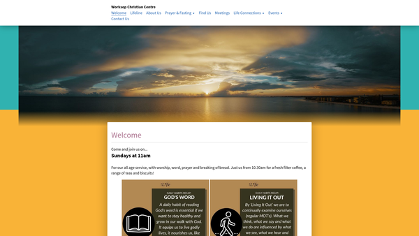 Screenshot of the Worksop Christian Centre website