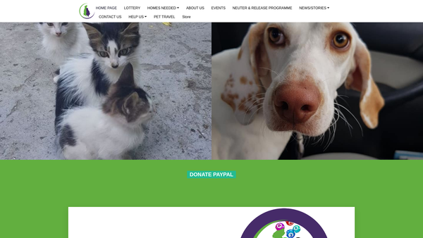Screenshot of the Hope 4 Pets North Cyprus website
