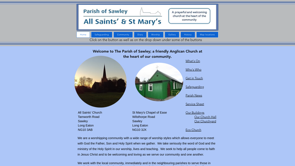 Screenshot of the The Parochial Church Council Of The Ecclesiastical Parish Of Sawley All Saints' website