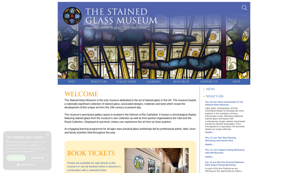 Screenshot of the The Stained Glass Museum website
