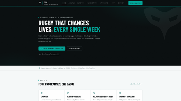 Screenshot of the Ospreys In The Community website