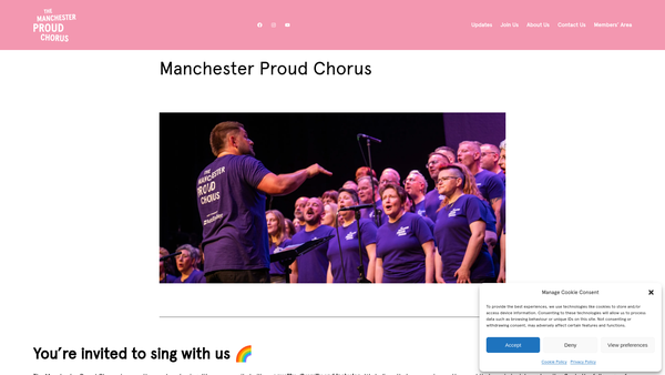 Screenshot of the Manchester Proud Chorus website