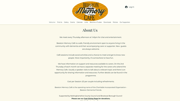 Screenshot of the Beeston Dementia Friends website