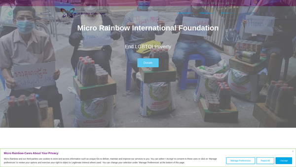 Screenshot of the Micro Rainbow International Foundation website