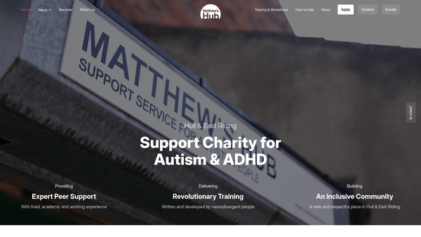 Screenshot of the Matthew's Hub website
