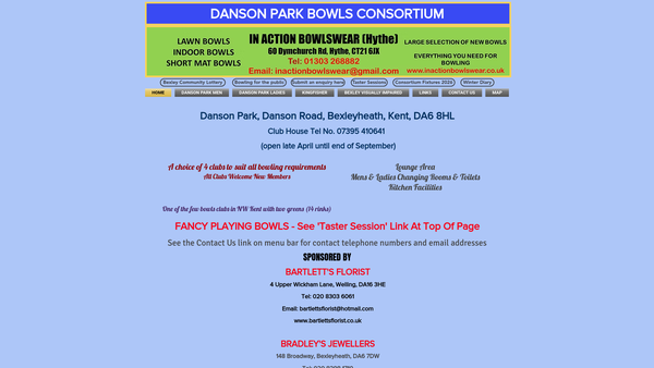 Screenshot of the Danson Park Bowls Consortium Limited website