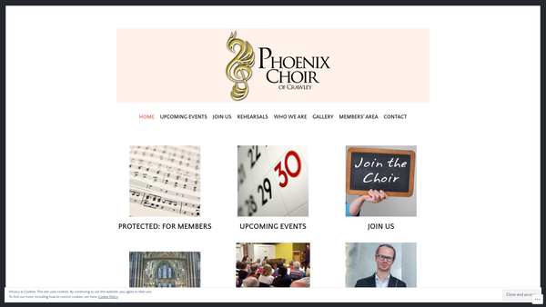 Screenshot of the The Phoenix Choir Of Crawley website