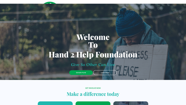 Screenshot of the Hand 2 Help Foundation website