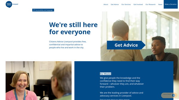 Screenshot of the Citizens Advice Liverpool Limited website