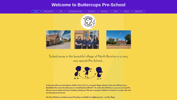Screenshot of the Buttercups Pre-School website