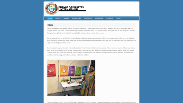 Screenshot of the Friends Of Diabetes International website