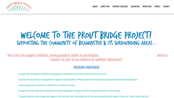 Screenshot of the Prout Bridge Project website