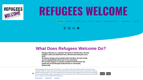 Screenshot of the Refugees Welcome website