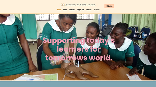 Screenshot of the Learning For Life Ghana website