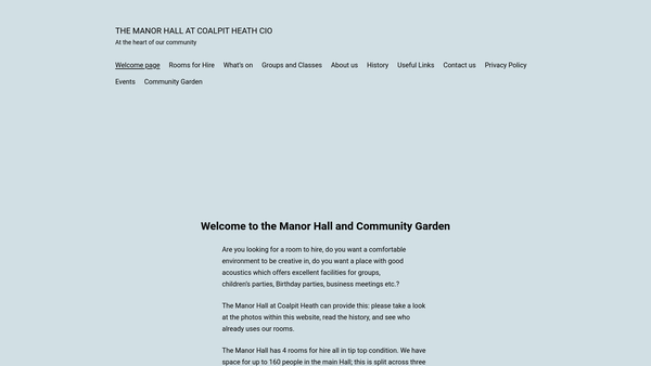 Screenshot of the The Manor Hall At Coalpit Heath website