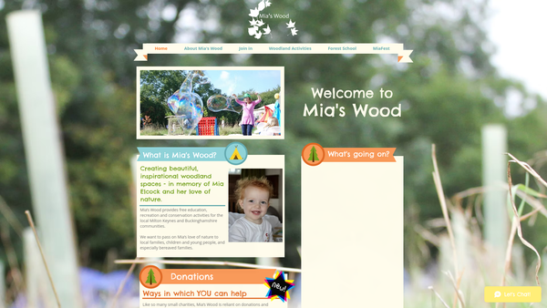 Screenshot of the Mia's Wood website