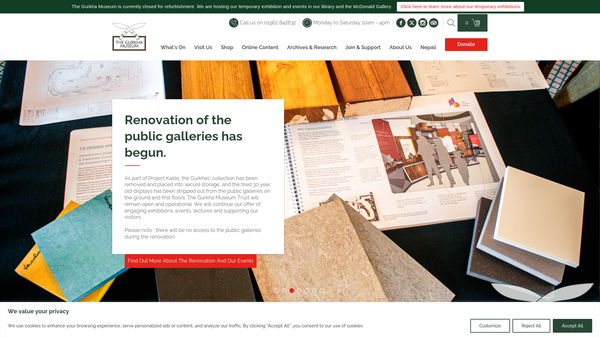 Screenshot of the The Gurkha Museum Trust website
