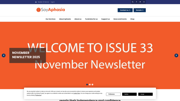 Screenshot of the Say Aphasia website