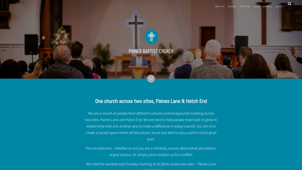 Screenshot of the Pinner Baptist Church website