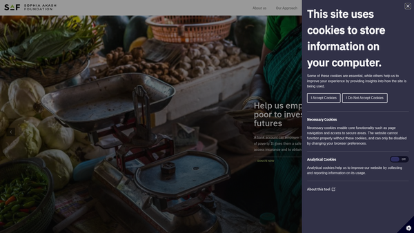 Screenshot of the Sophia Akash Foundation CIO website