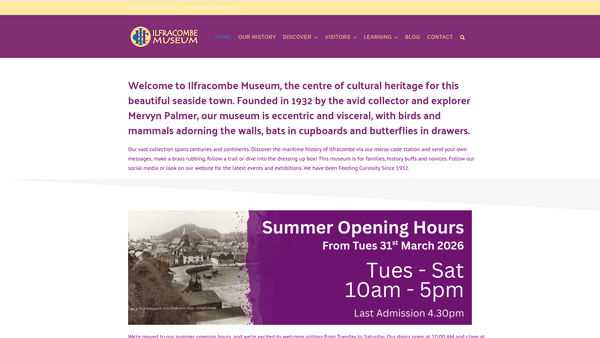 Screenshot of the The Ilfracombe Museum Trust CIO website