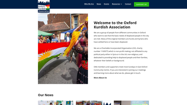 Screenshot of the Oxford Kurdish Association website