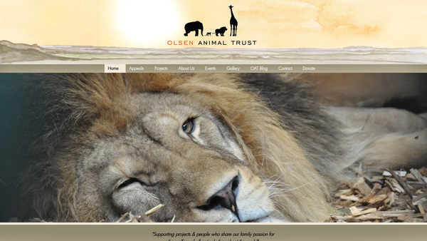 Screenshot of the Olsen Animal Trust website