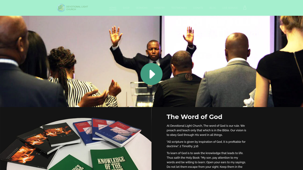 Screenshot of the Devotional Light Church website
