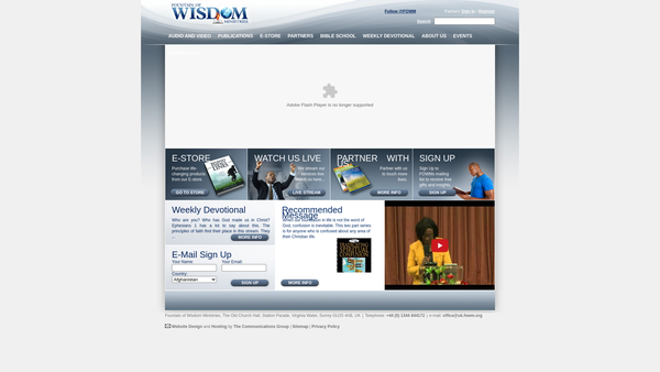 Screenshot of the Fountain Of Wisdom Ministries website