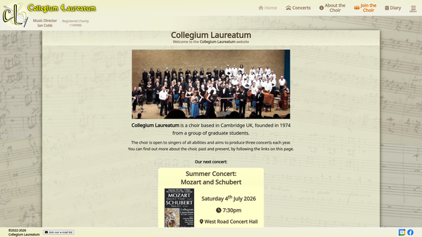 Screenshot of the Collegium Laureatum website