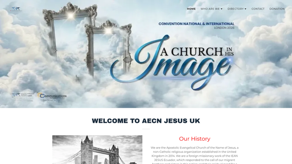 Screenshot of the Apostolic Evangelical Church Of The Name Of Jesus website