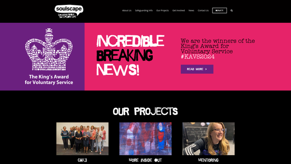 Screenshot of the Soulscape website