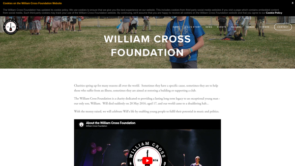 Screenshot of the William Cross Foundation website